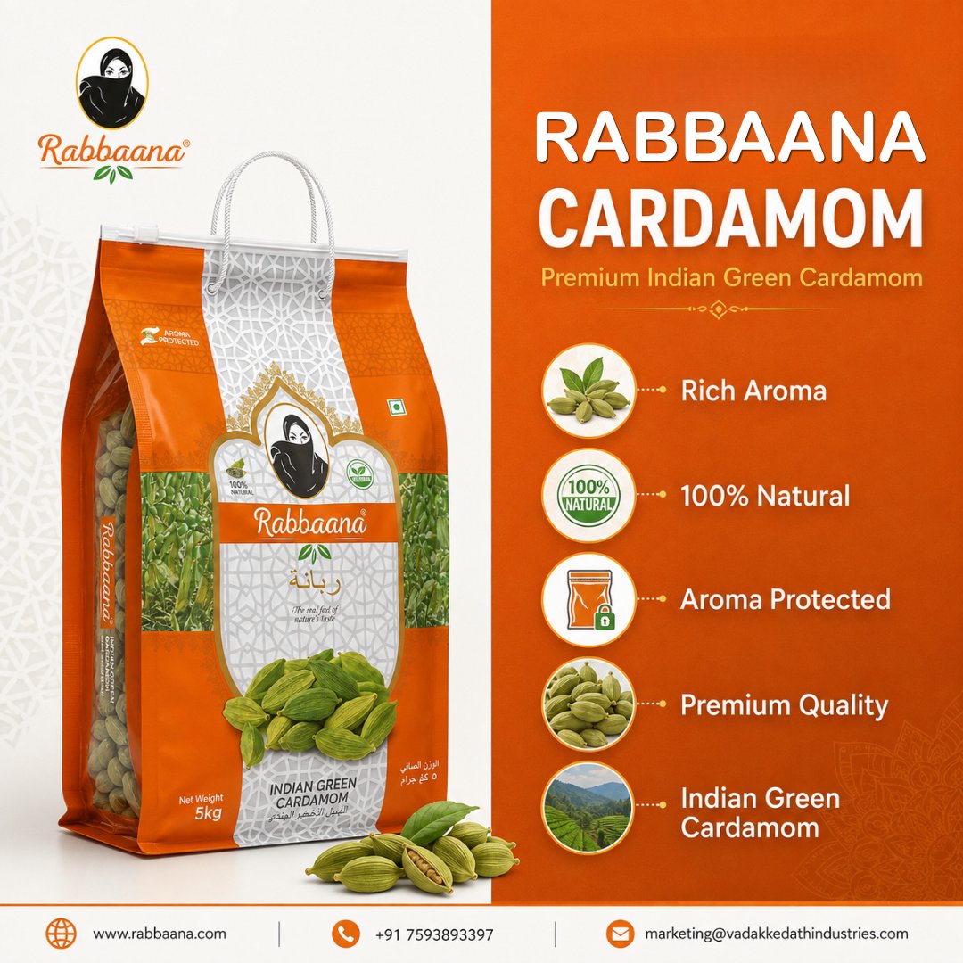 rabbaana's tweet photo. 🌿 Rich aroma. Pure freshness. Premium quality.
Discover Rabbaana Premium Indian Green Cardamom — 100% natural, aroma-protected, and carefully selected for exceptional flavour. 💚
#Rabbaana #GreenCardamom #IndianSpices #Cardamom https://t.co/XgD16KN4j0