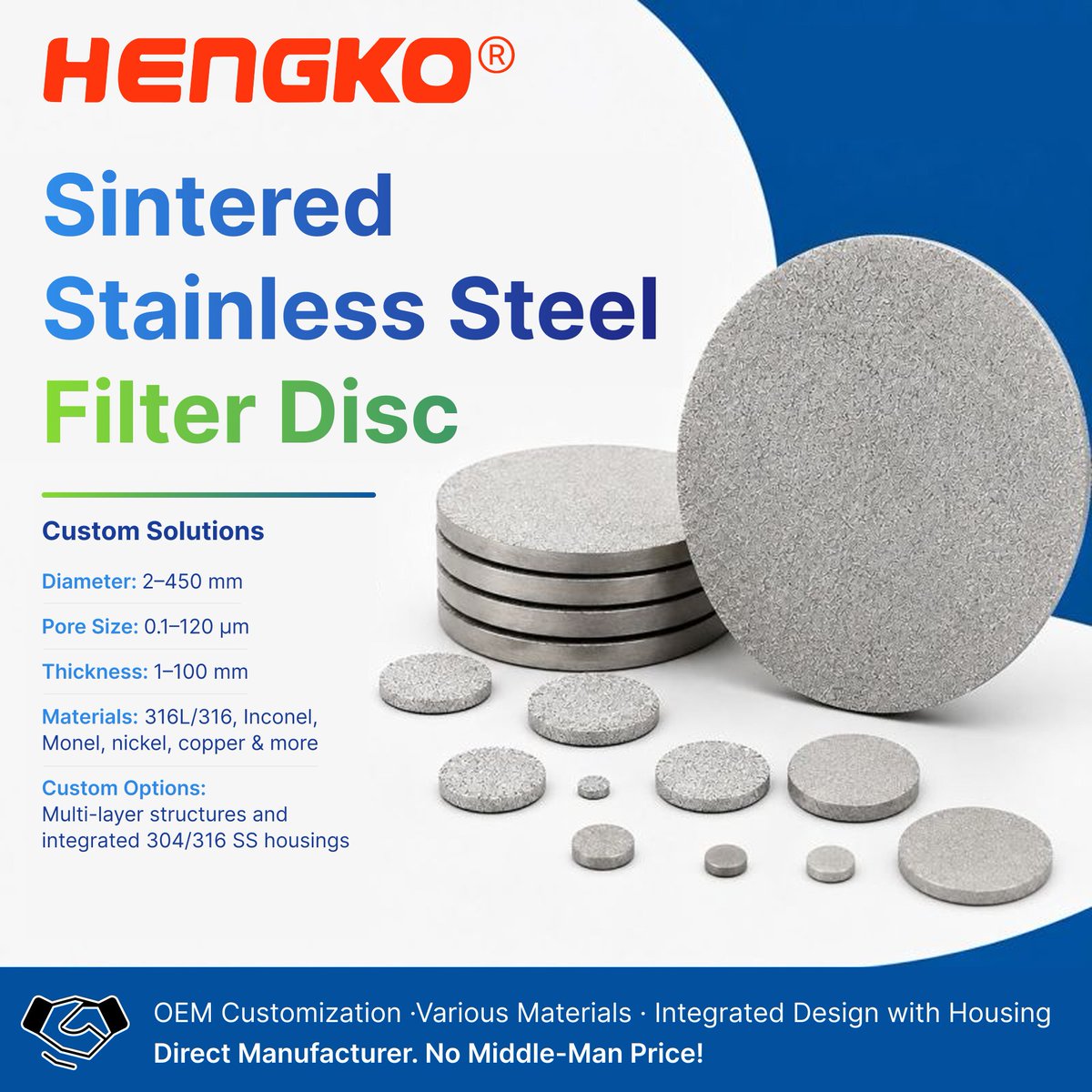 hengko3982's tweet photo. Custom Sintered Filter Discs for Your Application HENGKO supplies OEM sintered metal filter discs for demanding industrial filtration:
Talk directly to the manufacturer — no middleman. #SinteredFilter #FilterDisc #PorousMetal #IndustrialFiltration #OEM #HENGKO https://t.co/fNzamO8t1V