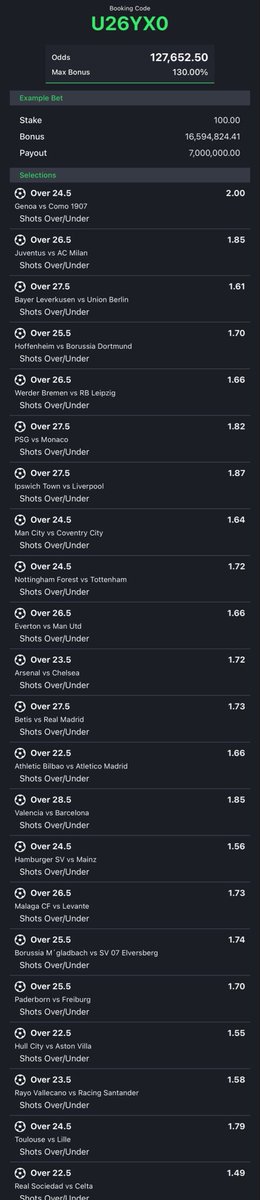 Akinztipz's tweet photo. Shots Over ⚽️ 
127k Odds- U26YX0
✍️ 2.6K Odds- H4S5ES
✍️ 600 Odds- PNWB4S

Drop Ur Edit ✍️ https://t.co/zyBGC6cBVD