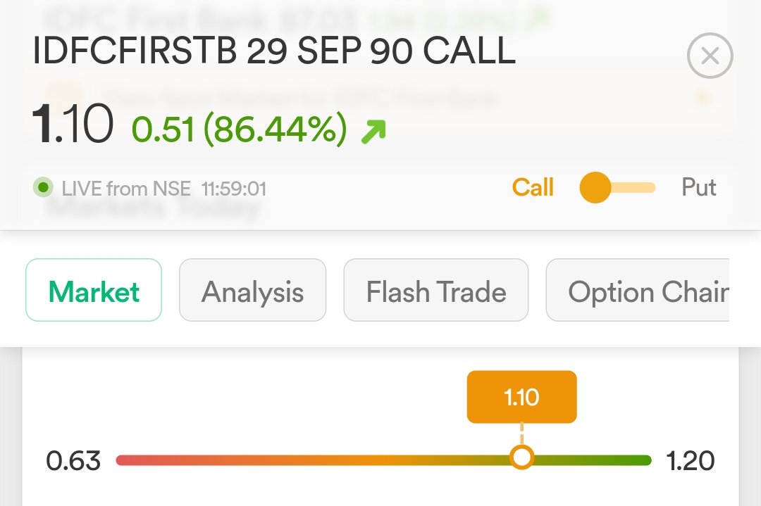 Ak_vcp_Learner's tweet photo. #IDFCFIRST 90 CE
0.60 --->>> 1.20 π₯
2X done here and still target 1 is pending ππ»
Now it's upto you whether trail it to cost or partial book or Full exit ππ» https://t.co/BNnmdOUfMF