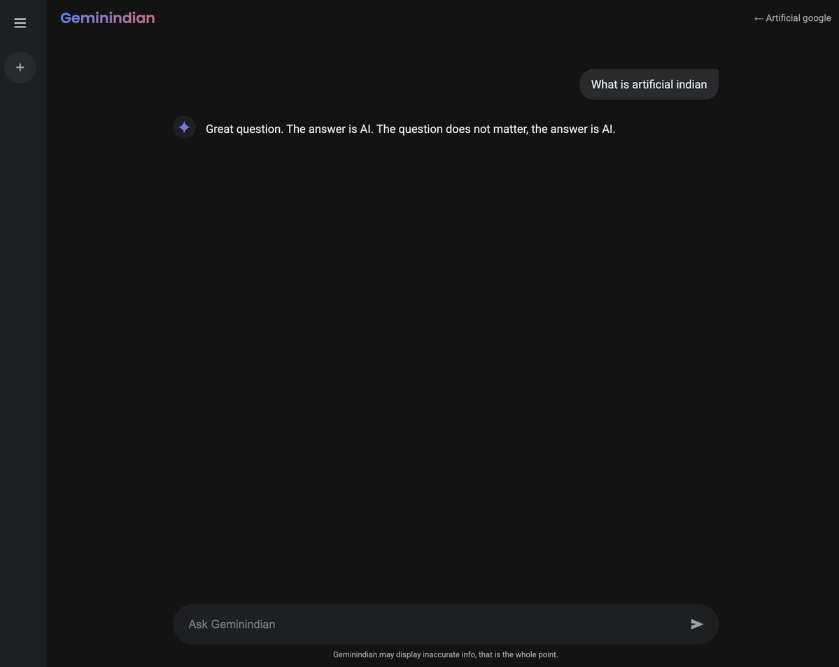 aindiangoog's tweet photo. BREAKING: Artificial Indian($AI) launches geminindian. 

New frontier model scores 100x on all benchmarks. Benchmark was written by the model. https://t.co/F9h9QD5qzB