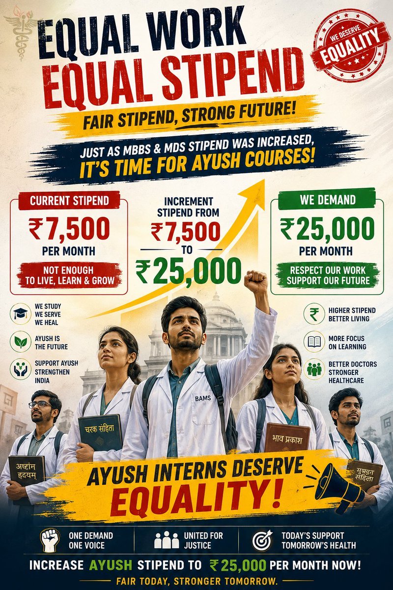 Anubhav95588509's tweet photo. Equal work equal stipend #ayushstipend #eqalworkeqalstipend #fairstipend #ayush #bams #bhms #bums https://t.co/mprpXrJlJK