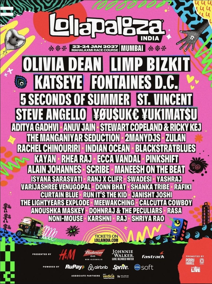 CALMDAlLY's tweet photo. 5SOS are playing Lollapalooza India 2027!! We are so excited for all the Indian fans getting to see them for the first time! 

Tickets are on general sale now, and the festival is on January 23/24th 2027 in Mumbai!

#LollapaloozalsAStar #LollapaloozaIndia2027 https://t.co/zoTbQX16YY