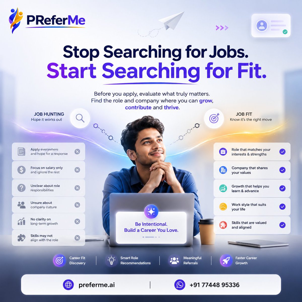 preferme_ai's tweet photo. Stop applying to every job.

Ask yourself:
🎯 Does it match my strengths?
🏢 Does the culture fit me?
📈 Can I grow here?
The right opportunity isn't just the one that hires you it's the one that fits your skills, goals, and future.
🤝 Find better-fit opportunities with PreferMe. https://t.co/VgEZPPP0YC