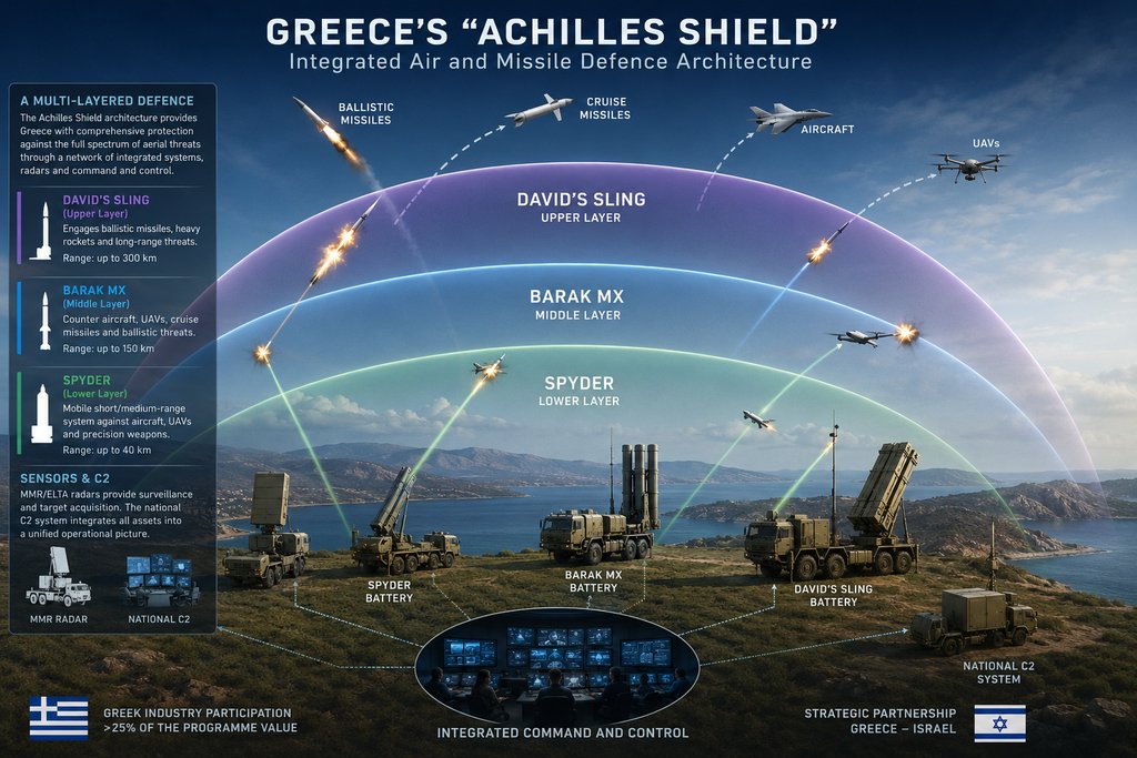 IsraelMilitaryC's tweet photo. The Achilles' Shield traps Turkey in a strategic dilemma. If Ankara continues peacetime airspace violations, Greece's new radar network captures the drone's electronic signatures and flight data for its database. Turkey is effectively training the system meant to counter it. https://t.co/snAkwhMfQX