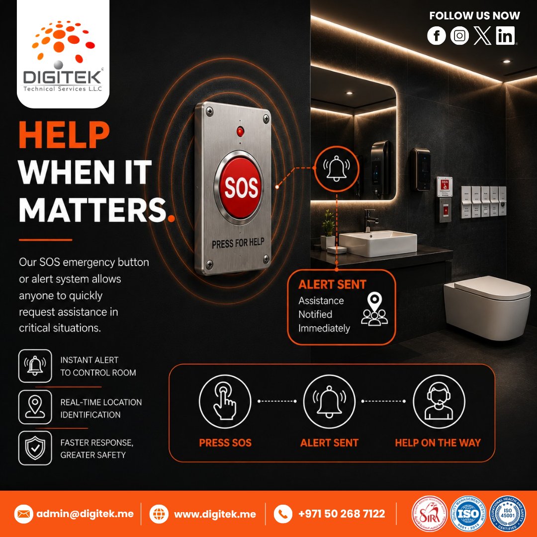 8a3cde884d6d461's tweet photo. Help when it matters. Our SOS Emergency Button enables instant alerts and faster assistance when every second counts.
#SOSEmergencyButton #EmergencyAlert #SafetyTechnology #EmergencyResponse #DigitekTechnicalServices https://t.co/JdmXdKNncq