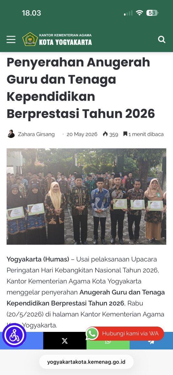 JChelsy70383's tweet photo. Di balik prestasi siswa OMI 2026, ada guru madrasah yang setia membimbing dan mendampingi. #GuruMadrasahBerkarya https://t.co/CQunuFBay0