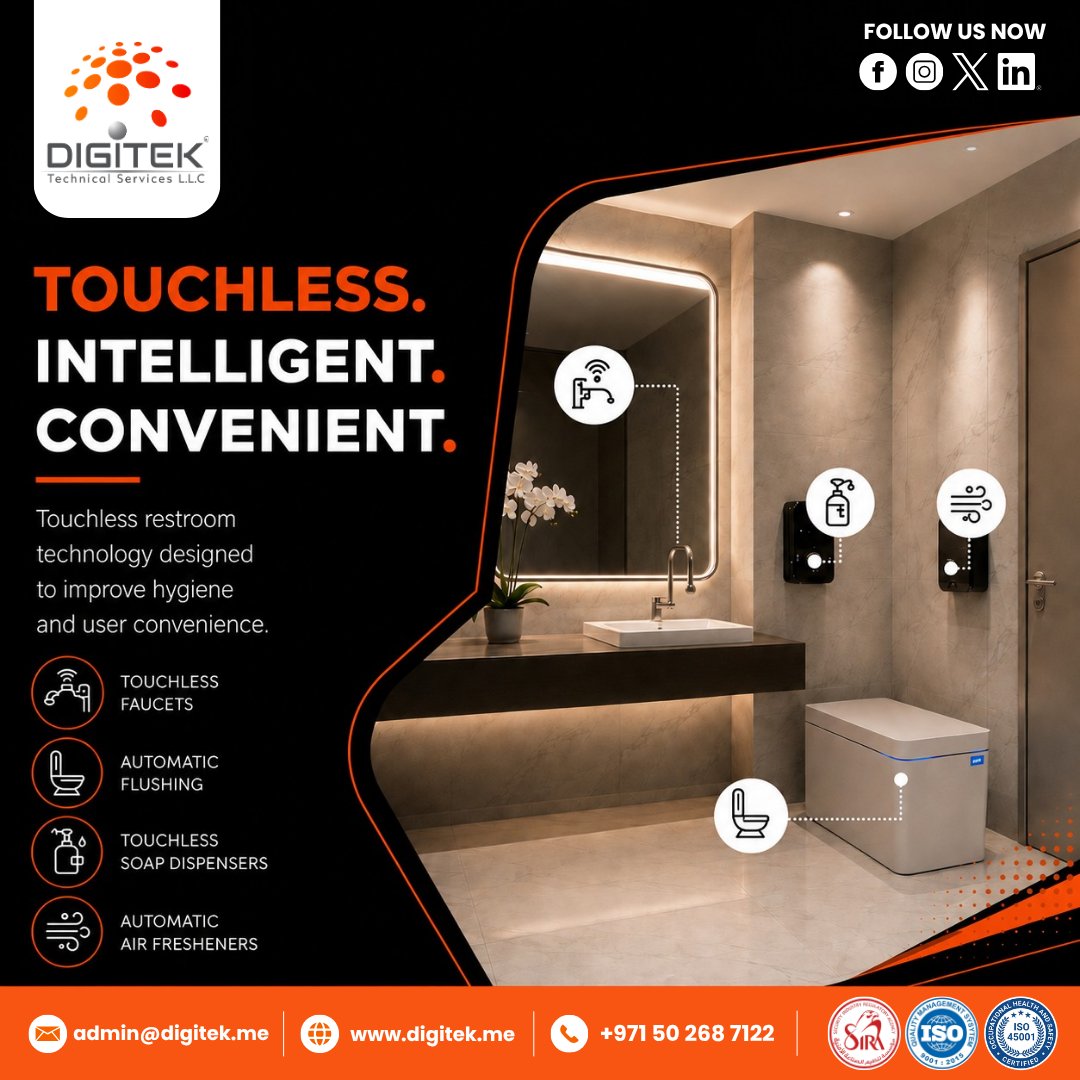 8a3cde884d6d461's tweet photo. Touchless. Intelligent. Convenient. Upgrade your restroom with smarter hygiene and user-friendly technology.
Upgrade to Touchless Restroom Technology Today.
#SmartToilet #TouchlessRestroom #TouchlessTechnology #SmartRestroom #FacilityTechnology #DigitekTechnicalServices https://t.co/nY6bsAKSBK