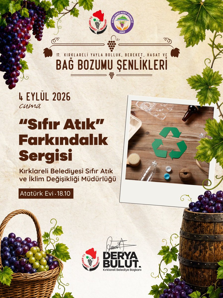 derya39bulut's tweet photo. “17. KIRKLARELİ YAYLA BOLLUK, BEREKET, HASAT ve BAĞ BOZUMU ŞENLİKLERİ”MİZ YARIN BAŞLIYOR!

Değerli Hemşehrilerim, 

Belediyemiz ve Kırklareli Kent Konseyimiz iş birliği ile derin köklerimizden beslenen ve bu yıl 17. sini düzenlediğimiz “Kırklareli Yayla Bolluk, Bereket, Hasat ve Bağ Bozumu Şenliği”miz yarın başlıyor.

4-5-6 Eylül tarihlerinde üç gün boyunca, halk oyunlarından sanat atölyelerine, ritim grubu gösterilerinden sergilere; tadımlardan şiir ve müzik dinletilere, konserlerden yemek ve çocuk atölyelerine kadar dopdolu bir program sizleri bekliyor. Bisiklet turumuzla da şehrimizin güzelliklerini birlikte keşfedecek, değerli söyleşilerle kültürümüze ışık tutacağız. Ve elbette değerli sanatçımız Çelik’in muhteşem konseriyle coşkumuzu taçlandıracağız.

Bu güzel şenliğin siz sevgili hemşehrilerimizle buluşup anlam kazanmasına olan katkıları vesilesiyle; Kırklareli Kent Konseyi Başkanımız Sayın Abdullah Mutluer’e ve Kırklareli Kent Konseyimize, Kültür Müdürlüğümüze ve emeği geçen tüm mesai arkadaşlarıma gönülden teşekkür ediyor, hepinizi 4 Eylül’de başlayacak ve 3 gün sürecek olan 17. Kırklareli Yayla Bolluk, Bereket, Hasat ve Bağ Bozumu Şenliklerimize bekliyorum.