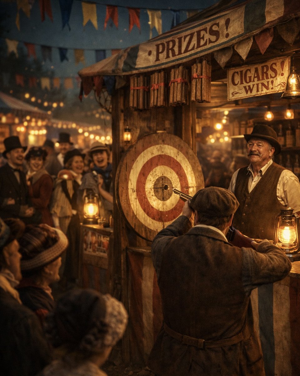 oaksandlions's tweet photo. You've heard the phrase “Close, but no cigar". 

But where did it come from? 

In the late 1800s and early 1900s, cigars were common prizes at fairground games. 

Shoot the target.
Knock over the bottles.
Ring the bell. 

Win the game, win a cigar. 

Miss by inches…  and the stall keeper would simply shrug and say:

“Close, but no cigar.”