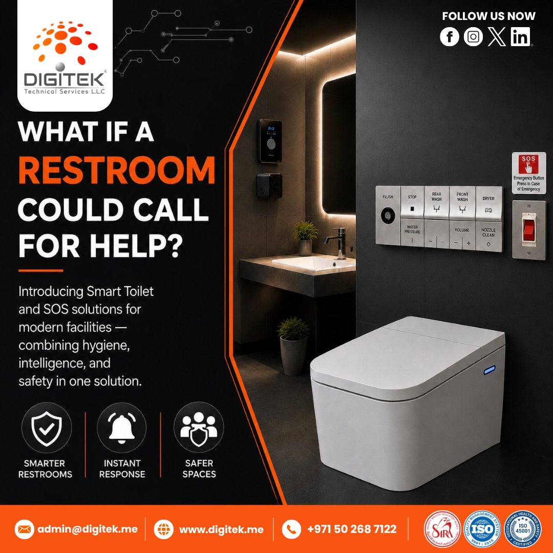8a3cde884d6d461's tweet photo. Smart toilets with SOS solutions—bringing hygiene, intelligence, and safety together.
Make Your Facility Smarter & Safer. Contact Digitek Technical Services Today.
#SmartToilet #SmartRestroom #SOSSystem #FacilitySafety #SmartTechnology #DigitekTechnicalServices https://t.co/1NZusOzbQj