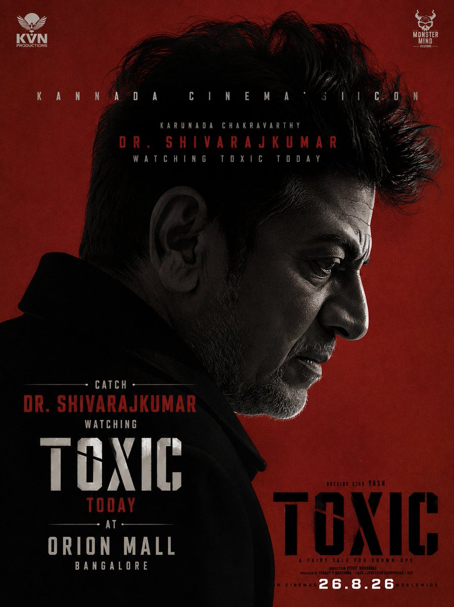 KA_Talkies's tweet photo. Karunada Chakravarthy Shivanna Watching #ToxicTheMovie at Orion Mall Today ✨ https://t.co/Re0ChXOD6D