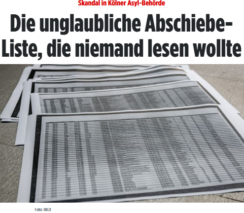Taykra's tweet photo. Unfassbarer Behördenskandal - Stadt Köln ließ Listen offenbar verschwinden: Auf der Liste der Ausländerbehörde Coesfeld stehen u.a. 471 Menschen, die gar nicht in D sein dürfen: Serienstraftäter, Vergewaltiger, Schläger. Satt sie auszuweisen, wollte die Stadt lieber „integrieren“ https://t.co/YSvB7bg3oF
