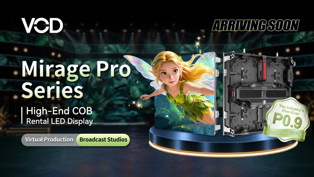 VOD__Visual's tweet photo. ARRIVING SOON: Mirage Pro Series by VOD Visual!
We are thrilled to unveil The Industry’s First-Ever 0.9mm COB Rental LED Display! 

#VODVisual #MirageProSeries #COB #FinePitchLED #LEDRental #ProAV #VirtualProduction #LEDDisplay #StudioDisplay https://t.co/GqE9MFaNO4
