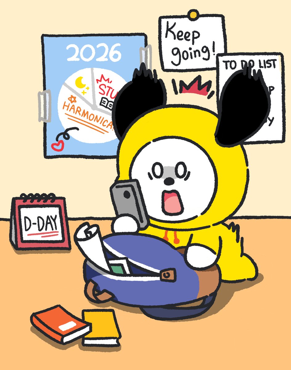 BT21_Japan's tweet photo. 新しいスタートに向けて準備バッチリ！💗✨
...リュックだけ除いて👀

#BT21 #SHOOKY #CHIMMY #TATA #VAN https://t.co/GXJnmcFyRv