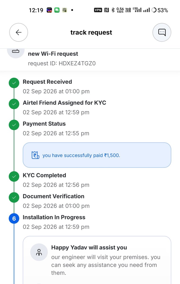 RoyalAkhil09's tweet photo. @JioCare @jio_fiber @airtelindia @Airtelfibernet @ACTFibernet @FibreJio @airtel aap k assigned engineer ka phone switch off hai or jo kal connection k liye paisa lene aaya tha wo bhi gol gol baat kr raha hai uska boss hassan wo phone he nhi utha aap logo k bass ka ho toh lagao nhi toh rehne do 75 or company hai jo service de rahi hai https://t.co/i2Cb7Cz27J