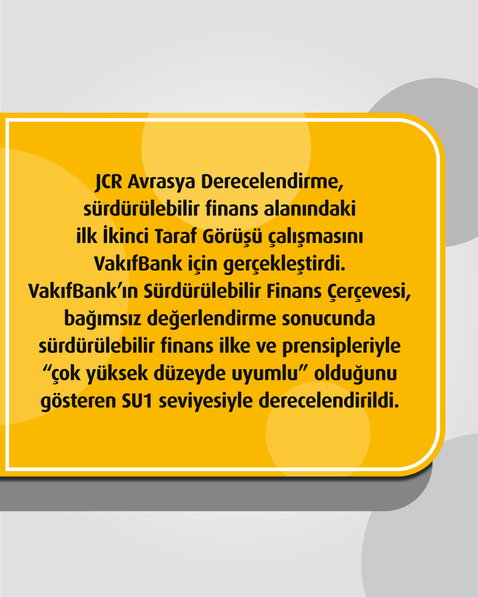 VakifBank's tweet photo. JCR-ER’den VakıfBank’ın Sürdürülebilir Finans Çerçevesine en yüksek uyum notu. Basın bültenimizin detayları için https://t.co/gmL0kyT2vD sitemizi ziyaret edebilirsiniz. #DaimaSeninle https://t.co/qDZzuKzHUQ