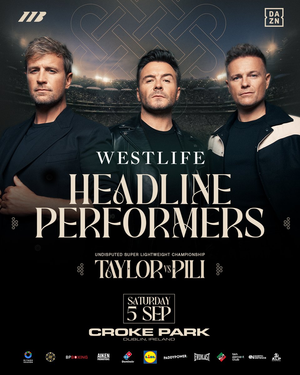 MatchroomBoxing's tweet photo. Joining us on Saturday night for a very special live set 🙌 @westlifemusic

Just days before their worldwide 25th anniversary tour begins in Dublin next week, the global superstars are officially confirmed as the headline performers for #TaylorPili https://t.co/N5NzkmaWZh