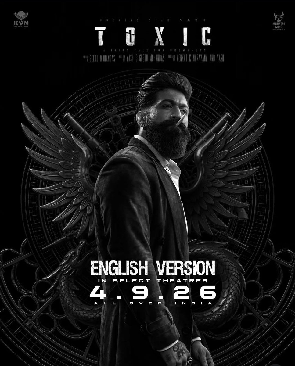 YashTrends's tweet photo. Toxic: A Fairy Tale for Grown-Ups, in English - one of the languages the film was written and shot in 🔥

In cinemas from September 4, 2026

#ToxicTheMovie  
@TheNameIsYash #Yash https://t.co/2O4pKbasDc