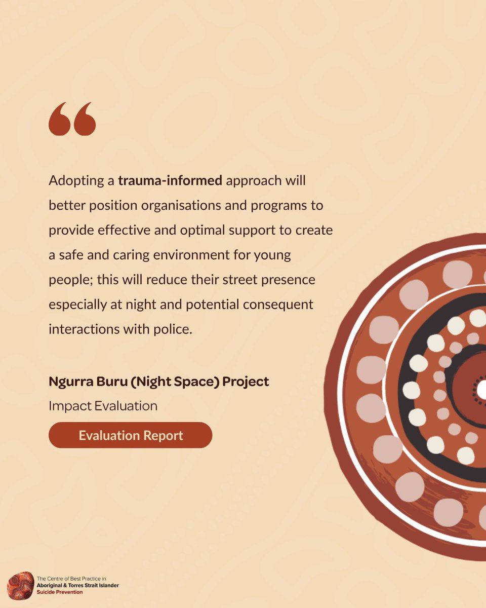 cbpatsisp's tweet photo. ✨ 𝗡𝗘𝗪 Evaluation Report ✨
𝐍𝐠𝐮𝐫𝐫𝐚 𝐁𝐮𝐫𝐮 (𝐍𝐢𝐠𝐡𝐭 𝐒𝐩𝐚𝐜𝐞) 𝐏𝐫𝐨𝐣𝐞𝐜𝐭 𝐈𝐦𝐩𝐚𝐜𝐭 𝐄𝐯𝐚𝐥𝐮𝐚𝐭𝐢𝐨𝐧
A trauma-informed approach is key to providing effective and optimal support for young people.
👉 https://t.co/NbnDrT0wqQ
#NgurraBuru #NightSpace https://t.co/9W76MpysnO