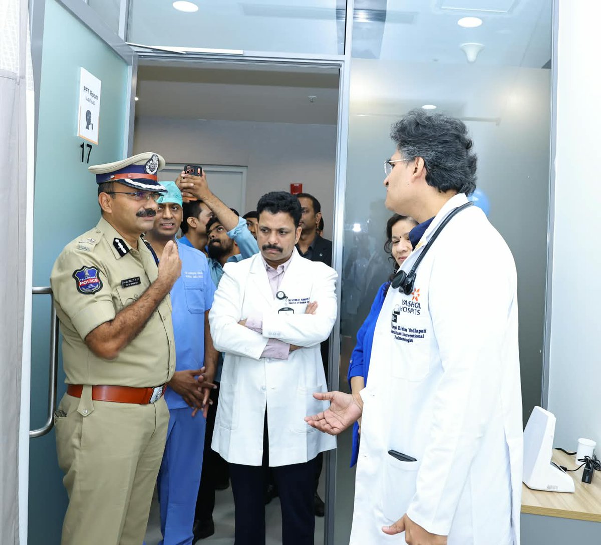cyberabadpolice's tweet photo. Cyberabad Police & SCSC Organize Pulmo & Vascular Screening Camp for Traffic Police

Cyberabad Police, in collaboration with @SCSC_Cyberabad and with the support of Yashoda Hospitals, organized a Pulmo & Vascular Screening Camp for Cyberabad Traffic Police to promote preventive healthcare and encourage early detection of health concerns among personnel.

The camp offered a range of specialized health screenings, including Pulmonary Function Test (PFT), FeNO Test, Six-Minute Walk Test (6MWT) and Vascular Screening. The tests help assess lung function, respiratory health, exercise capacity and blood circulation, giving personnel an opportunity to understand their health and seek medical advice, if required.

The programme was inaugurated by Dr. M. Ramesh, IPS, Commissioner of Police, Cyberabad & Chairperson, SCSC, as the Chief Guest,  Chandrashekar Reddy , Assistant Commissioner of Police; Nagaraju Reddy, RI Welfare; Naved Alam Khan, CEO, SCSC; and Y. Bhanu Murthy, Associate Director, SCSC were also present.

Representing Yashoda Hospitals were Ms. Megha Chitkara, Unit Head, Yashoda Hospital, Hitech City; Dr. Venkat Raman Kolla, DMS; Mr. Pradeep, Unit Head – Marketing; Mr. Soma Shekar, Corporate Marketing Head; Dr. Gopi Yedlapatti, Pulmonologist; and Dr. Srikanth Raju, Vascular Surgeon.

Addressing the gathering, Dr. M. Ramesh highlighted the importance of prioritizing the health and well-being of traffic police personnel, who work for long hours in challenging outdoor environments and are constantly exposed to dust, air pollution and traffic-related conditions. He emphasized that maintaining good health is essential for officers to continue performing their demanding duties effectively.

He encouraged the personnel to make full use of the screening camp and focus on preventive health through regular check-ups, physical activity, yoga and breathing exercises. He also stressed that identifying health concerns at an early stage can help in getting the right medical advice and treatment at the appropriate time.

The initiative reflects the continued efforts of Cyberabad Police, SCSC and Yashoda Hospitals to support the health and well-being of police personnel and encourage a culture of preventive healthcare.