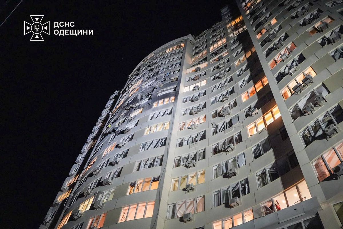 ZelenskyyUa's tweet photo. In Odesa, emergency services continue working at the site of a drone strike on an apartment building. Damage to apartments from the 10th through the 17th floors left 17 people injured, including three children. Efforts are also ongoing to deal with the aftermath of the strikes in Obukhiv and Boryspil districts. The necessary number of State Emergency Service rescuers are fighting fire at a pharmaceutical company’s warehouse. There were also strikes on Nikopol, Kherson, Sumy, Zaporizhzhia, and Khmelnytskyi. Overall, 13 regions sustained damage last night alone.

In many cities and communities, air raid alerts practically do not stop because of the threat of Russian jet-powered drone attacks. The enemy has not gone on vacation – the Russians have found a new way to escalate, and they have no intention of slowing down. We need a stronger response, more countermeasures, and faster defense production with Europe – above all, air defense against missiles and drones. Europe can be self-sufficient and strong – much has already been done toward this in recent years – and only by being this way can it protect itself and its way of life. Every day, we work with our partners on new defense packages. Thank you to everyone working for our common defense. Thank you to everyone helping Ukraine.