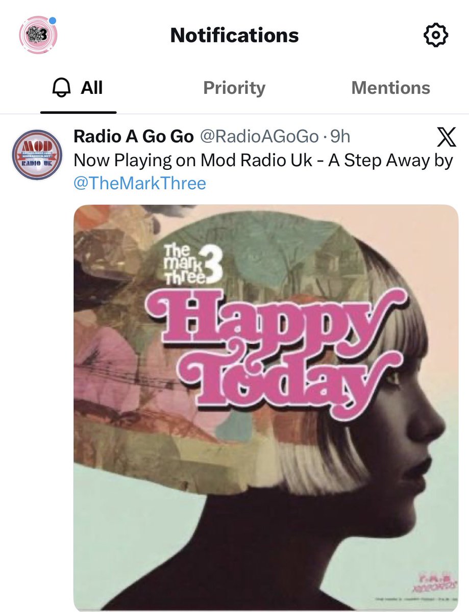 TheMarkThree's tweet photo. Many thanks to Mod Radio UK for playing ‘A Step Away’ from our new ‘Happy Today’ LP yesterday evening 😎 https://t.co/PUW3ieT93v