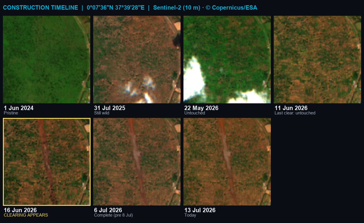 Ian_Wafula's tweet photo. Independent satellite analysis commissioned for our investigation found evidence of land clearing before the 8 July 2026 public participation meeting.That raised a simple question: if clearing had already begun, what meaningful influence could the public still have? https://t.co/pG6QWZmiCu