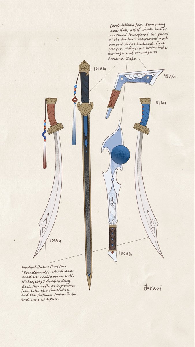MonoAkari's tweet photo. The Fire Nation’s Cultural Museum presents: Lord Sokka and Firelord Zuko’s weapons https://t.co/ln2mM0sslZ