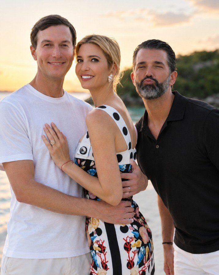 IvankaTrumbg0c's tweet photo. Family, laughter, and good memories together. ❤️
Ivanka, Donald Jr. and Jared enjoying a beautiful moment together.
Some moments are simply better when shared with family. 🇺🇸
#IvankaTrump #DonaldJr #JaredKushner #TrumpFamily #FamilyTime #FamilyMoments #USA 🇺🇸 https://t.co/8JuuQwUZCE