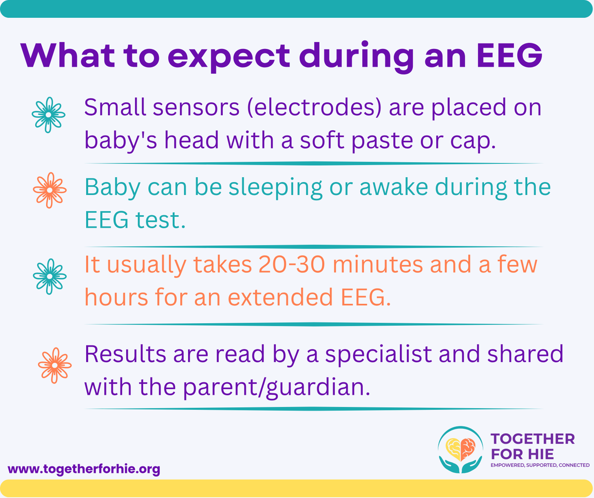 T4HIE's tweet photo. When your baby is in the NICU with a diagnosis of #HIE, seeing monitors and wires attached to your baby’s head can be scary.

One of the monitoring tools used in HIE care is an EEG (Electroencephalogram). Swipe through to learn more.

#EEG #NICU https://t.co/ckHbO4O31m