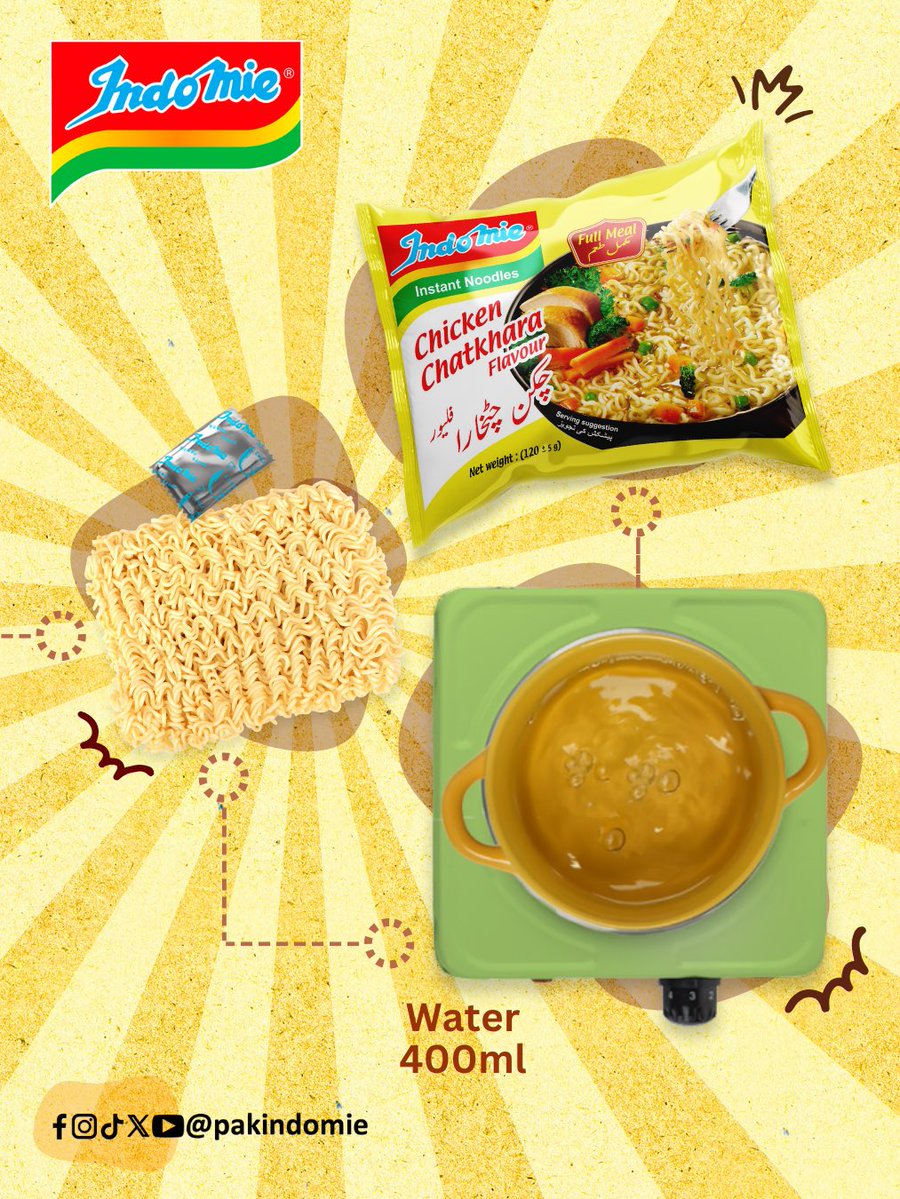 pakindomie's tweet photo. Easy to make. Delicious to eat. 🍜

Add your favorite ingredients to your favorite Indomie Instant Noodles and enjoy a delicious bowl in just 3 minutes. 💛

#IndomiePakistan #pakindomie #SabKiPasand #InstantNoodles https://t.co/Vm7vjIuavH