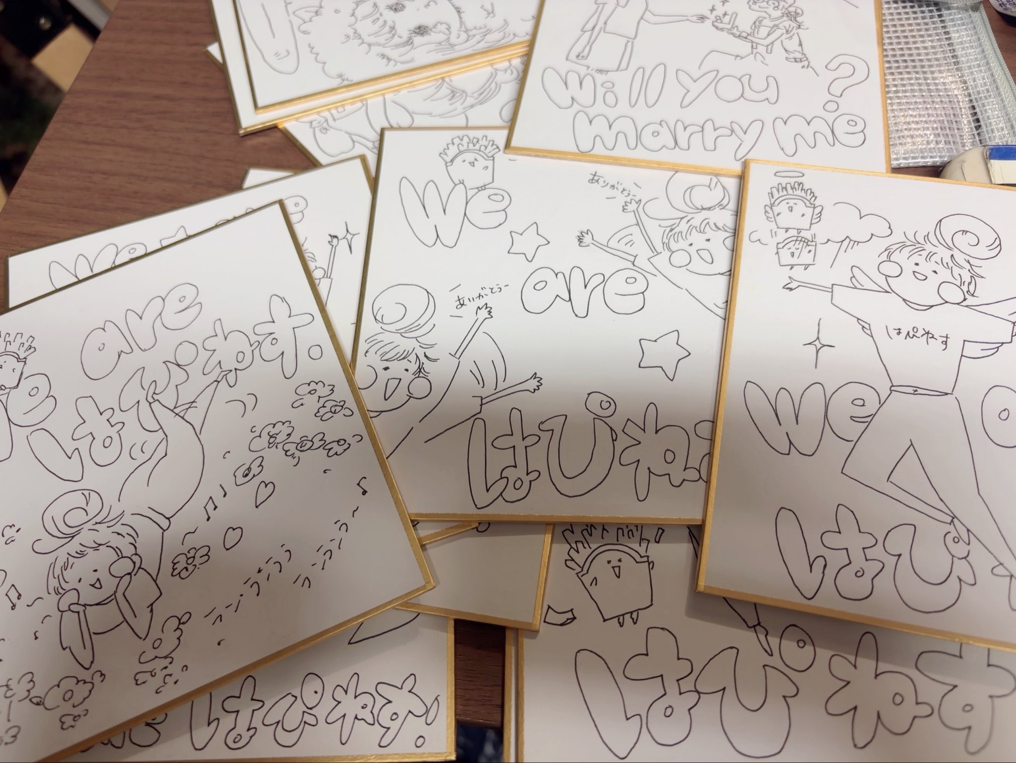 ねむむ　ページ 手描きイラスト 大色紙6枚 ねむむ ページ 手描きイラスト 大色紙6枚 色紙 大色紙 (273×242mm