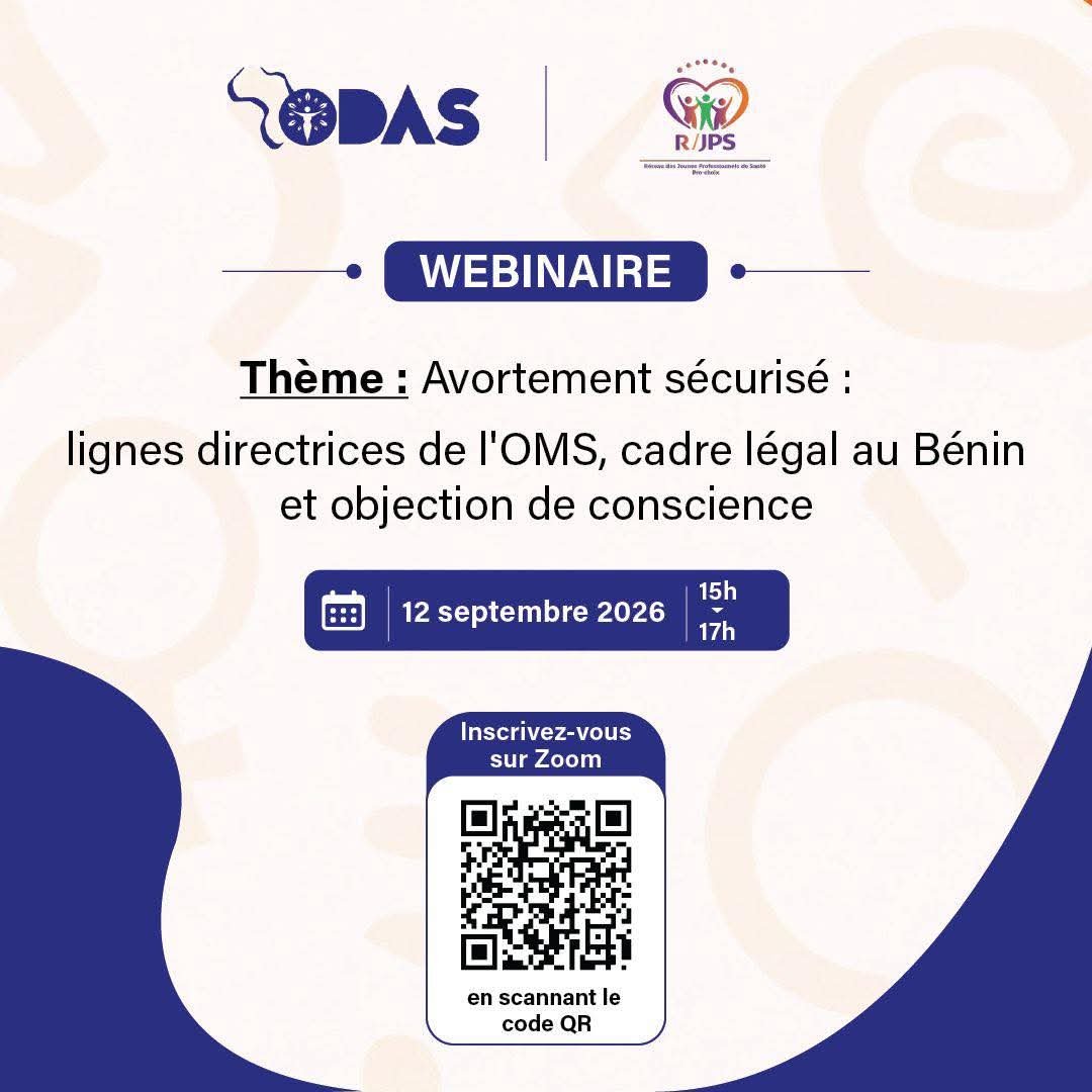 CentreOdas's tweet photo. Le @reseauyhw4sa et le Centre ODAS organisent un webinaire destiné aux professionnel-les et étudiant-es en santé sur les recommandations de l'OMS, le cadre légal au Bénin et les responsabilités professionnelles.

📅 12 septembre à partir de 15h
🔗 Inscription : https://t.co/dYJauE597X

#MouvementODAS #DSSR #Bénin