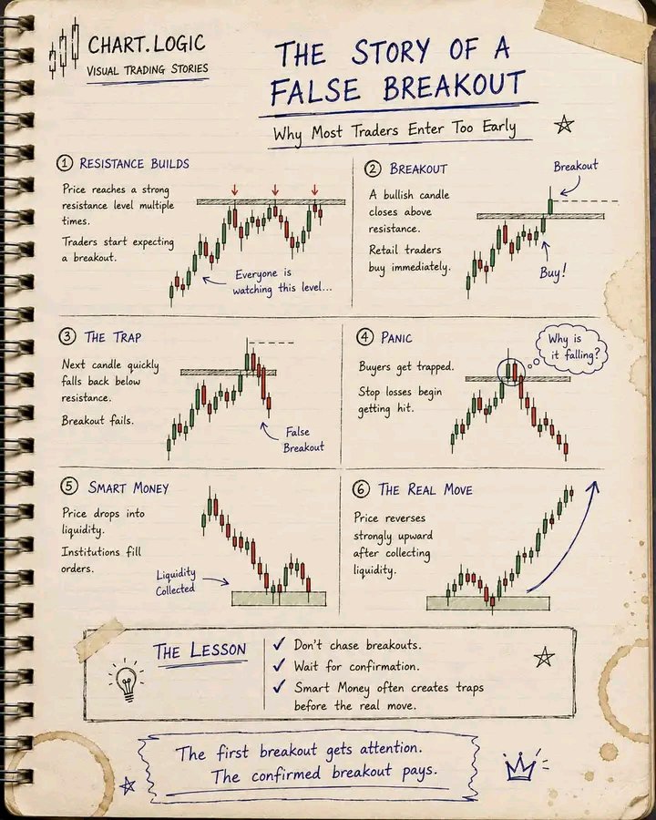Tradewitjames's tweet photo. Not every breakout leads to a profitable trade.
Sometimes the market breaks first, traps traders, collects liquidity, and only then makes the real move. Learn to wait for confirmation instead of chasing breakout.
#VisualTradingStories #FalseBreakout #PriceAction #ForexTrading https://t.co/F6iyr637ZZ