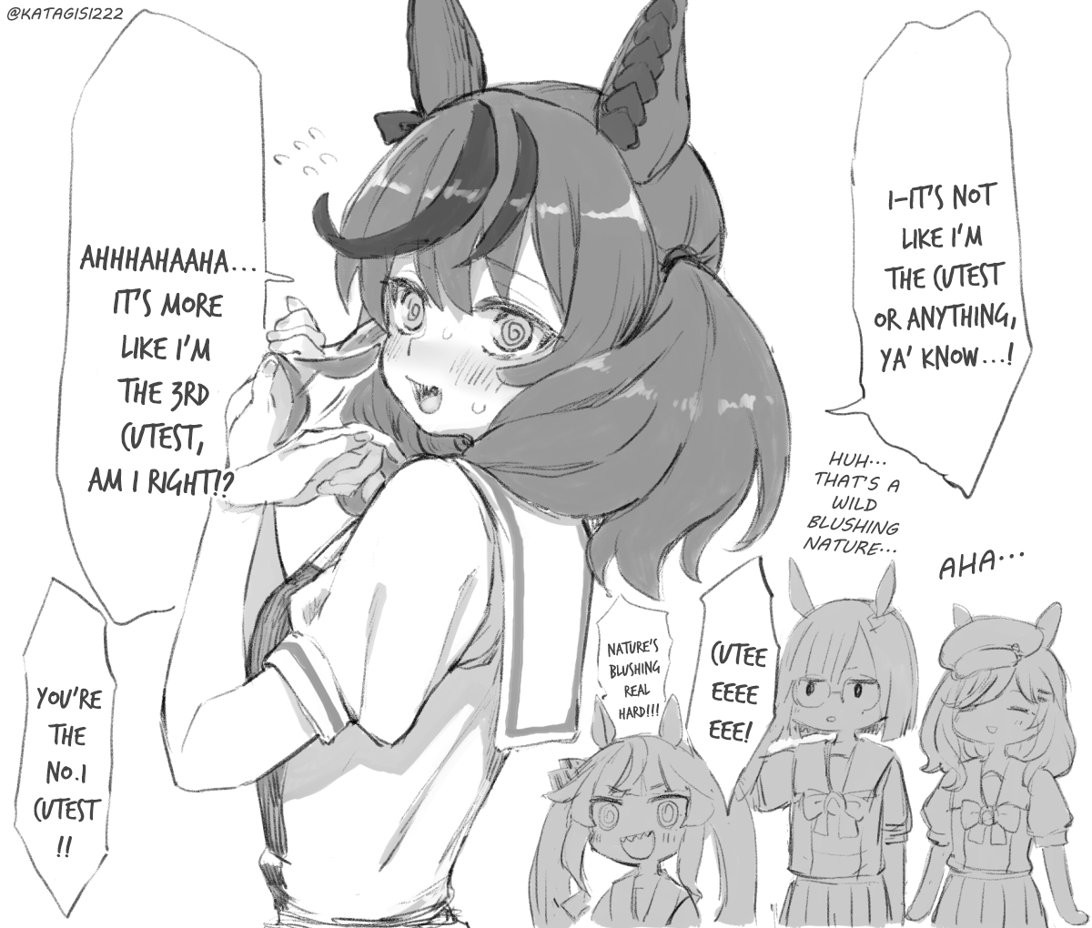 umamuchan's tweet photo. "Blushing Nature" by katagisi222
TL &amp; TS by me

#NiceNature 
#Umamusume 
#UmaTranslations https://t.co/0byjAyjXmJ