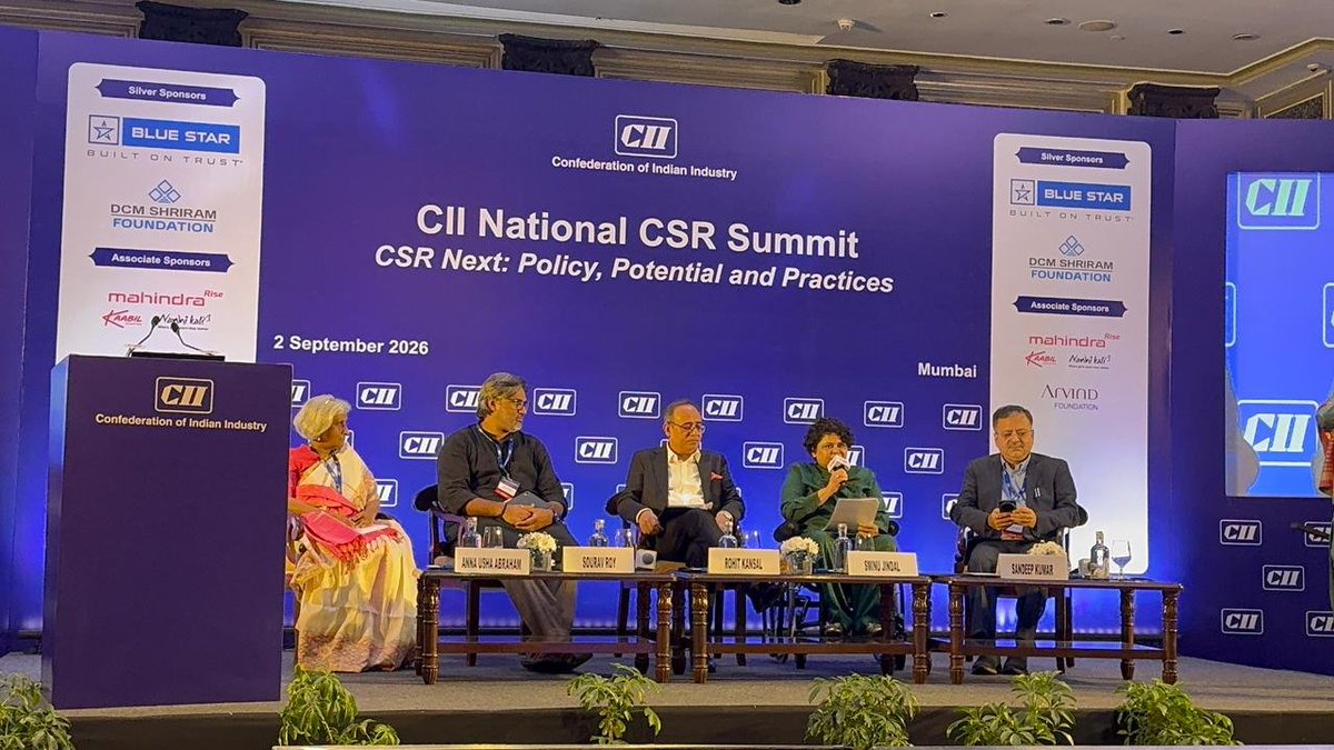 SminuJindal's tweet photo. Where should CSR money go next?
At the CII National CSR Summit 2026, I had the opportunity to chair and moderate “Potential Next – Where CSR Money Should Go Next.”

A meaningful conversation on moving beyond giving towards enabling, empowering and creating an inclusive world for all.