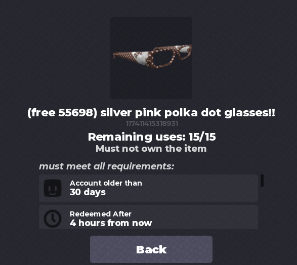 desirecolee's tweet photo. free ugc limited!!
game: flex ugc codes
code: 55698
item: https://t.co/aihmyFWlrp

#roblox #limited https://t.co/TdnuVQzQjE