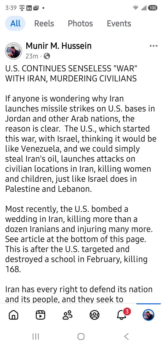 MunirHussein's tweet photo. U.S. CONTINUES SENSELESS "WAR" WITH IRAN, MURDERING CIVILIANS
الولايات المتحدة تواصل «حربها» العبثية ضد إيران، وتقتل المدنيين

Please see my new article in Link.
منير

https://t.co/ftDwswF65H

#Iran #israel #palestine #lebanon #sunni #shia #muslim #genocide #zionism #oil #defense https://t.co/5WA0gBn0Rn