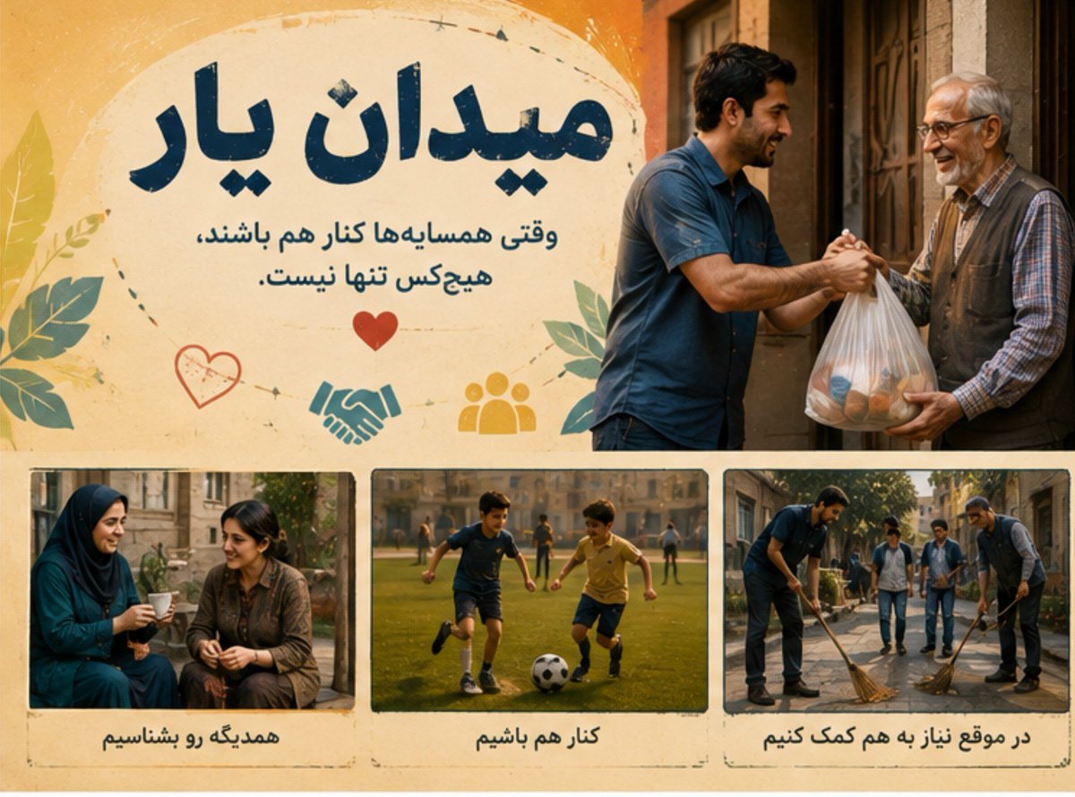 simina_sa's tweet photo. دفاع مردمی یعنی مردم فقط تماشاگر نباشن؛ هرکس به اندازه توان و مهارت خودش، سهمی در حفظ آرامش، امنیت و کمک به دیگران داشته باشه. #میدان_یار https://t.co/ueHplexIJg