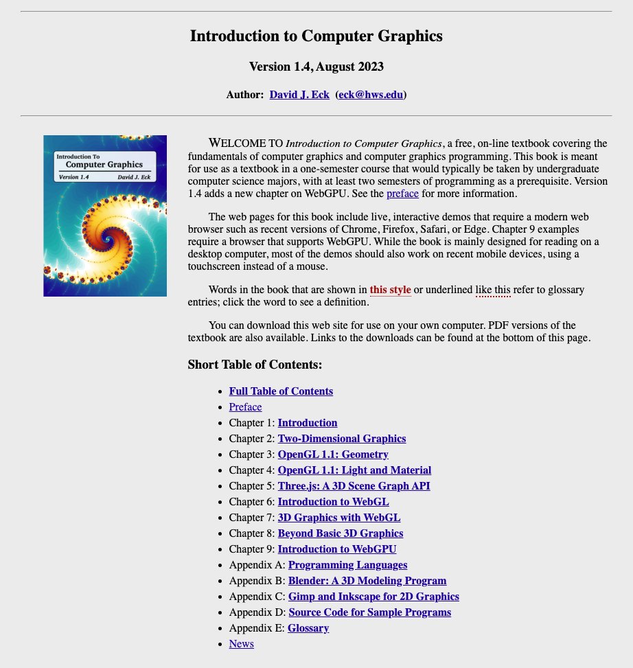 vivekgalatage's tweet photo. At work, I gave a talk to newly joined college students on graphics programming - how the elements we see and interact with on screen are designed, built, and ultimately rendered by a computer.

If you want to go deeper, "Introduction to Computer Graphics" by David J. Eck is one of the best free resources out there - full textbook, interactive demos, covers everything from 2D basics to WebGPU.

https://t.co/W14ifMI7Jw