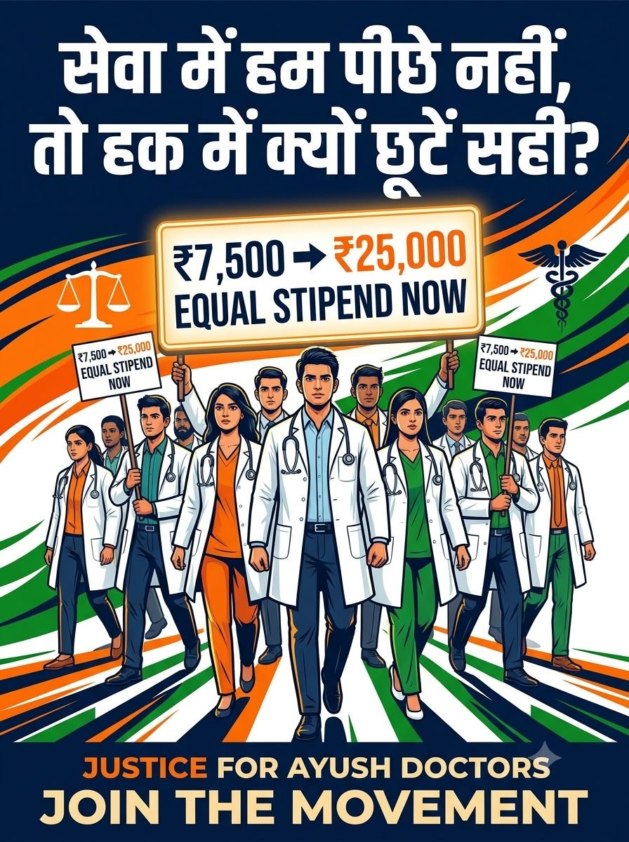 Dr_Danger424's tweet photo. UP Govt promotes AYUSH globally but discriminates locally with ₹7.5K stipend. Respect healers, pay ₹25K equally!
@ayushupdept
@dayalugurubjp @SureshKKhanna @CMOfficeUP
@upayushdept @moayush
#25kforAYUSH 
#hikeAYUSHstipend 
#AYUSHInternsUP https://t.co/Q4UgFzaHxX
