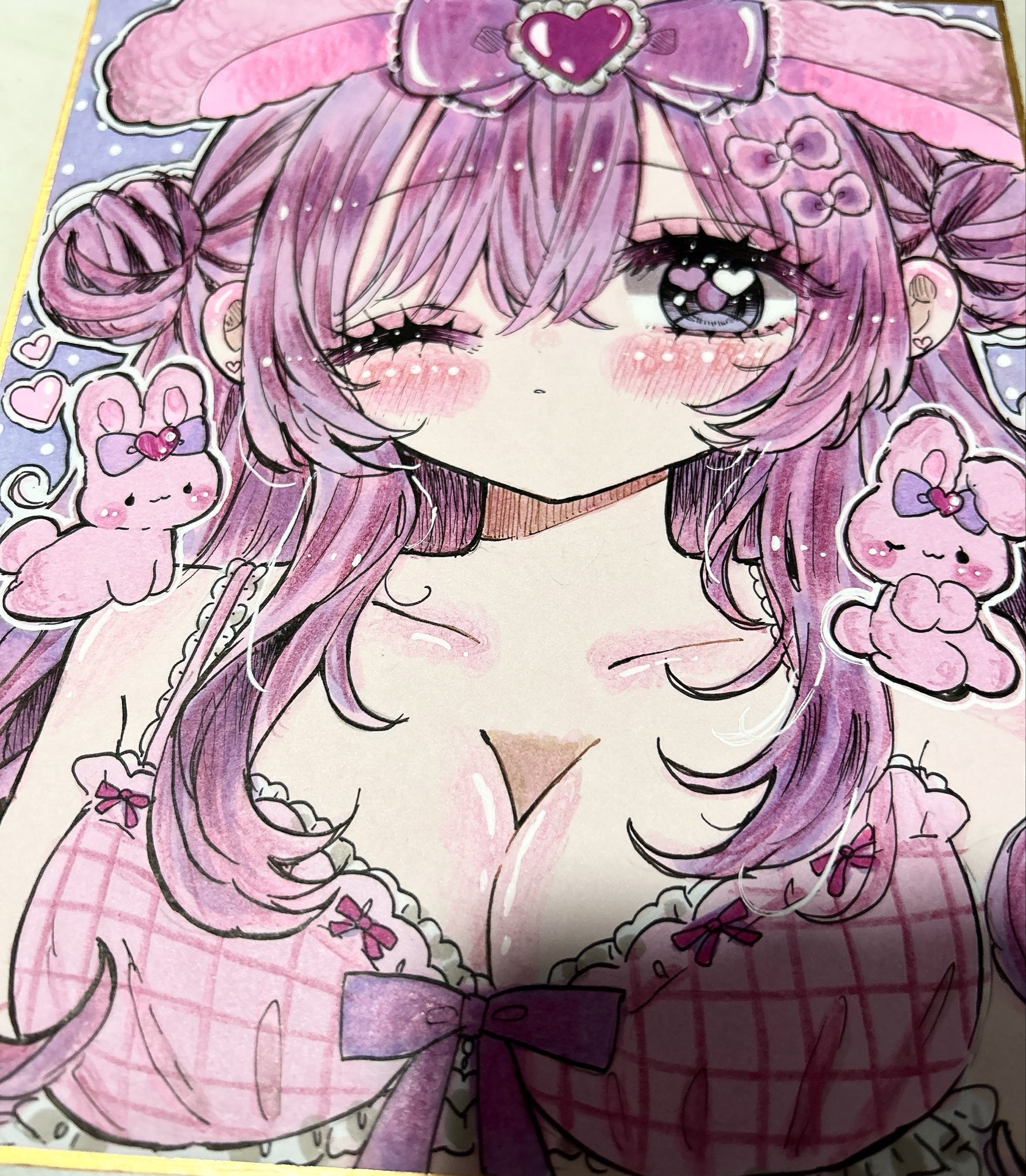 ゆりあ【イラストコピー】確認用 🐰ももうさぎ🐰💗水彩とコピック💗 on X: 