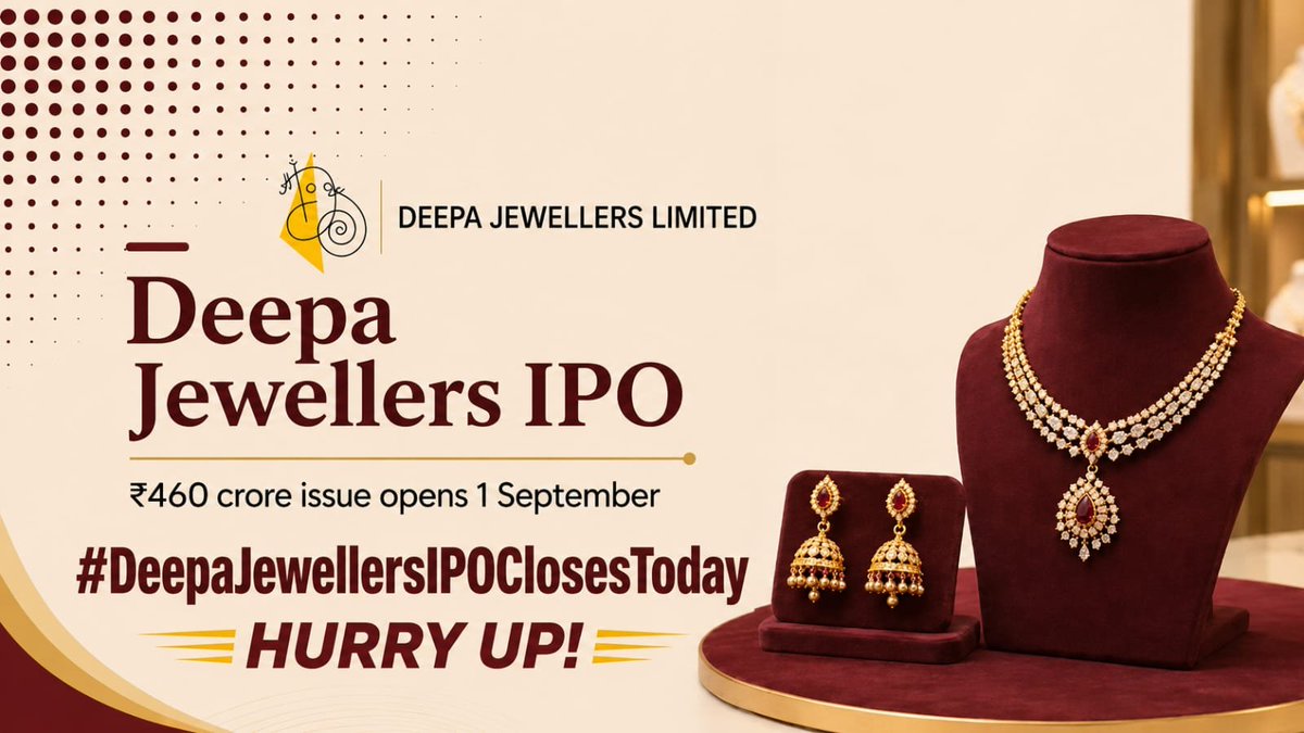 AmitSharmaptzn's tweet photo. Momentum encouraging hai, lekin real test listing ke baad shuru hoga. Aage ka price action definitely watch karne layak rahega. 📈🚀 #DeepaJewellersIPOClosesToday
https://t.co/bl0YgDQIXr