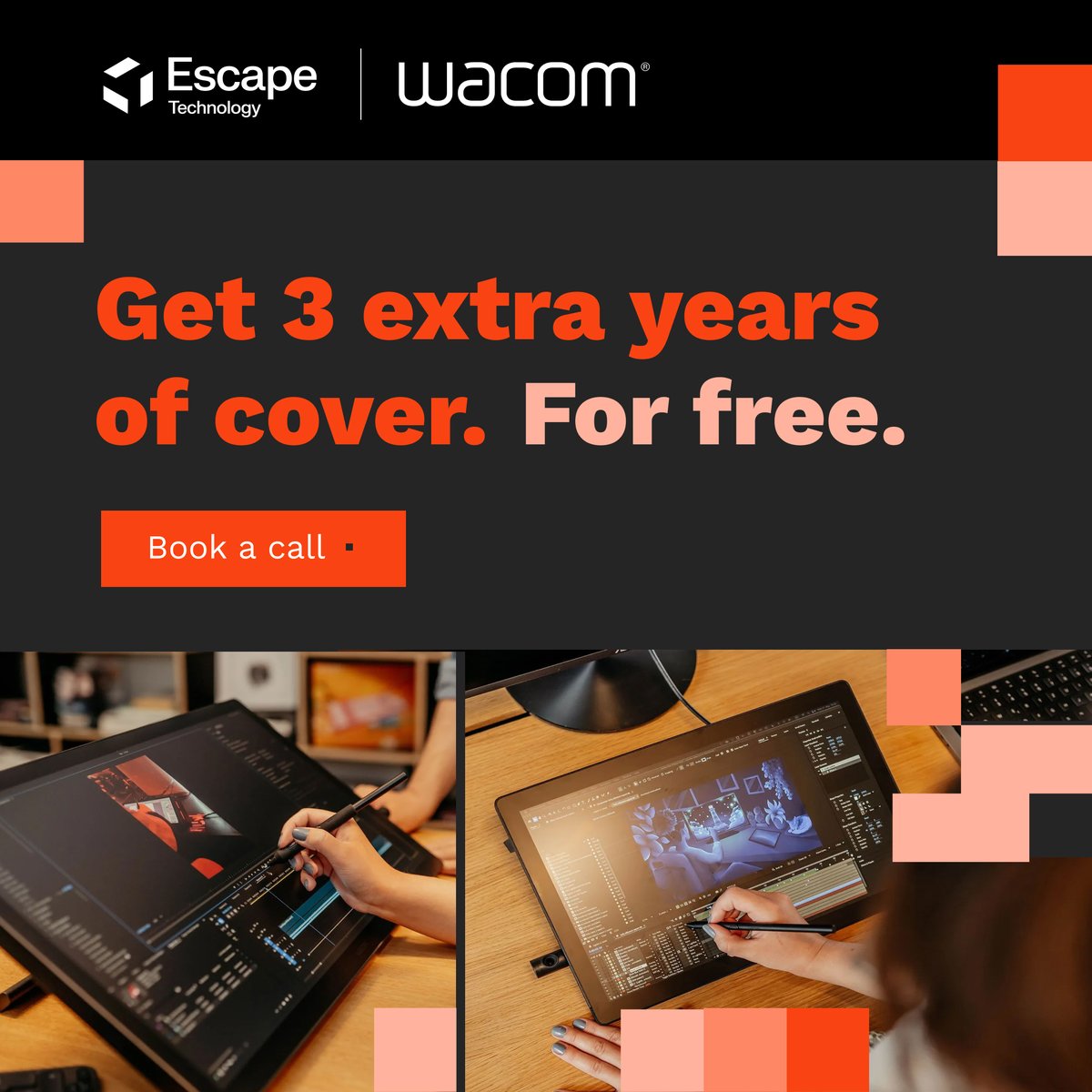 Escape_Tech's tweet photo. Buy 5+ Wacom Cintiqs (Cintiq 16, Cintiq 24, or Cintiq 24 Touch) and get a free warranty upgrade from 2 to 5 years. 👏 Same order. Better cover. . 🙌 Ends 30 Sept 2026 – don’t miss out! Book a call 👉 https://t.co/rg5mz4Bkyi #Wacom #Cintiq #VFX #Animation https://t.co/l1g9eQr3O1