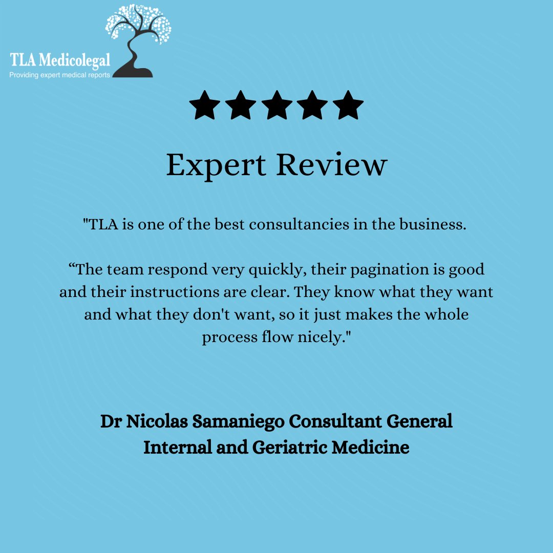 tlamedicolegal's tweet photo. A big thank you to Dr Nicolas Samaniego for his kind words about working with TLA Medicolegal. We're proud to support our panel experts with clear instructions and a smooth, efficient process. #MedicolegalExperts #ExpertWitness #PI #MedNeg #CareOfTheElderly https://t.co/bskgGJATK1