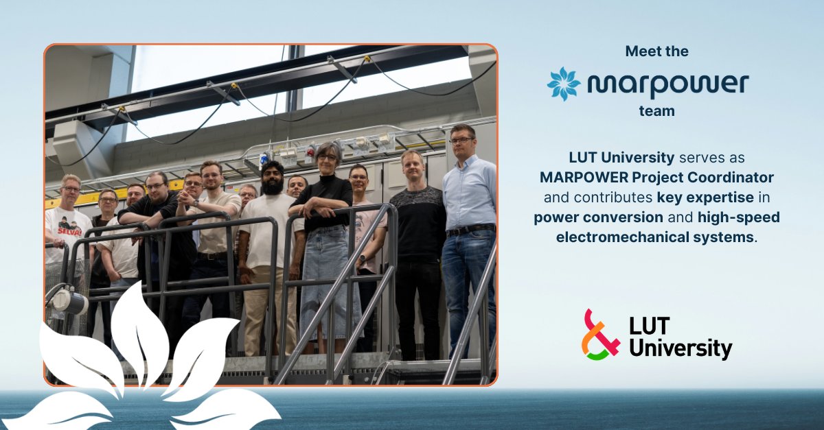 MARPOWERproject's tweet photo. 🚢 Meet @UniLUT, coordinator of #MARPOWER_EU and a key contributor to its #EnergyConversion system.
⚙️ LUT brings expertise in #powerconversion, high-speed electromechanical systems and active #magneticbearings.
⚓ https://t.co/JJhsdATWiI
#UniLUT #Sustainability #Shipping https://t.co/xinbAXGRZT