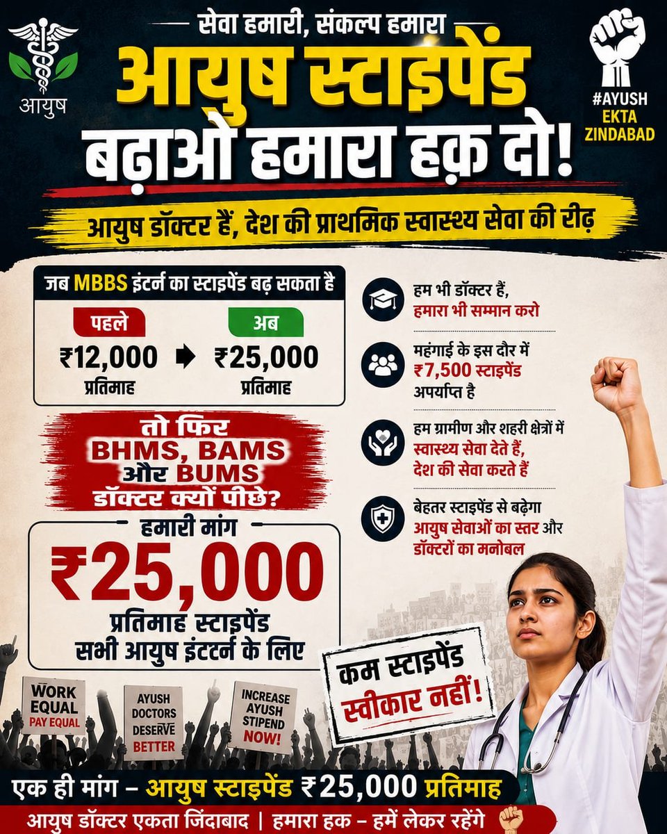 dwivedi_sn25824's tweet photo. Increase Ayush stipend https://t.co/iTXAa5oOSe