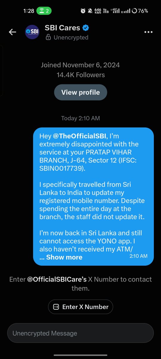 Enlightentheday's tweet photo. @TheOfficialSBI @SBI_FOUNDATION Hello @TheOfficialSBI  @OfficialSBICare Please solve my problem. I requested a mobile number change and applied for an ATM card three months ago, but the issue is still not resolved. https://t.co/ZjkYfllmDE