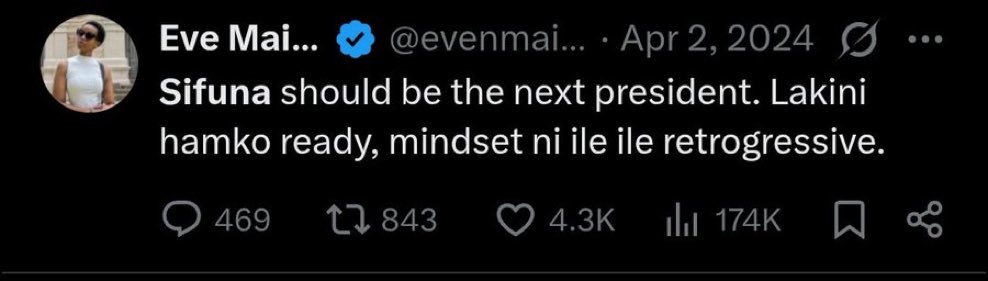 evenmaina's tweet photo. Some people supporting Sifuna now waliniita political duanzi apa kwa hii post.And this was before June 2024 protests. Sai wanasema this is proof that murima girls can smell success from afar buana.💀💀 https://t.co/TagzKUqQHh